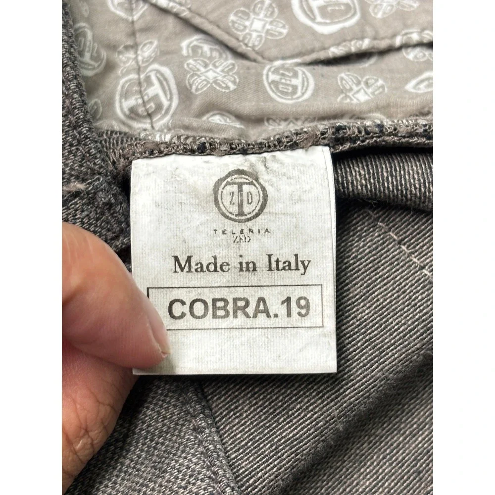 Teleria Zed Cobra 19 Grey Textured Pants Mens 38X29 Made in Italy Straight Leg